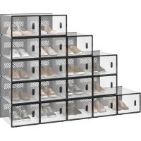 18X Cajas de Zapatos de Plástico Cajas Transparentes Apilables y Plegables para Zapatos Organizador para Zapatos en Guardarropa Caja Almacenaje de Zapatos con Tapa Frontal - details 0