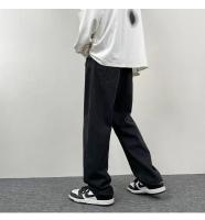 Pantalones vaqueros negros de pierna ancha para hombre, pantalones sueltos de pierna recta, marca de moda, pantalones largos de nueve puntos - details 4
