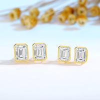 Pendientes de Moissanita de Oro 14k Corte de Esmeralda Joyería de Alta Calidad para Mujeres - details 4