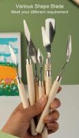 Paleta de Pintura al Óleo Set de 7 Herramientas de Artista Cuchillos de Paleta de Plástico con Mango de Madera Cuchillo de Acero Inoxidable Elástico Ideal para Pintar con Aceite Herramientas de Arte para Niños - details 5