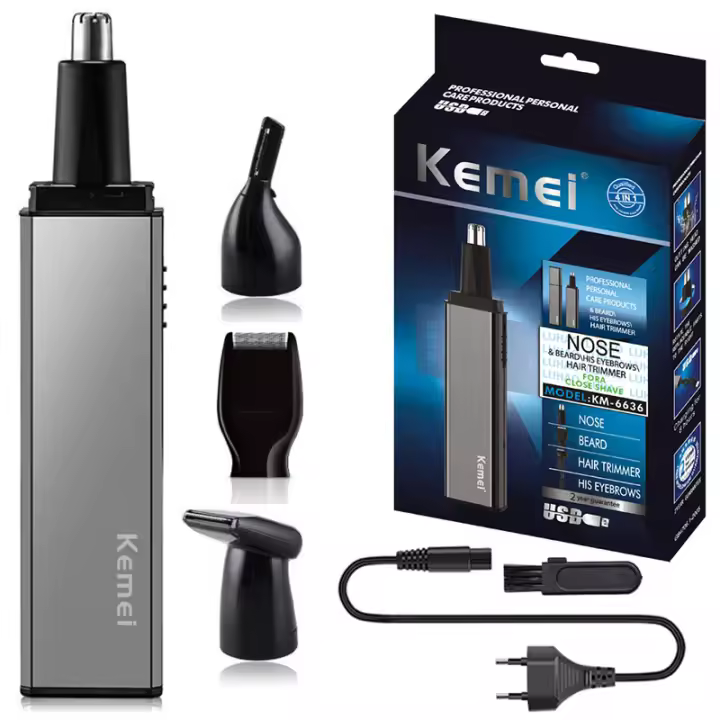 Keme-recortador de pelo de nariz y Oreja 4 en 1 recargable para hombres, microeléctrico, recortador de cejas y barba, kit de aseo para hombres, 6636 - 1