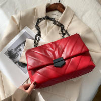 Bolso cruzado de cuero PU con hilo de bordado para mujer, bolso de cadena para hombro, bolso de mujer de marca de gran capacidad - details 7