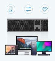 Teclado ergonómico inalámbrico Plug and Play de 2,4G, 109 teclas, tamaño completo, teclado numérico para PC/escritorio/portátil, negro - details 1