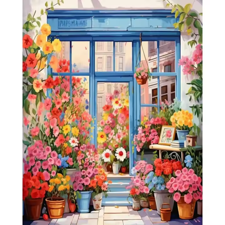 Pintura de House Landscape Ruopoty DIY por números Regalo único Decoración para el hogar Arte moderno de lona Abstracto Pintura al óleo hecha a mano - 1