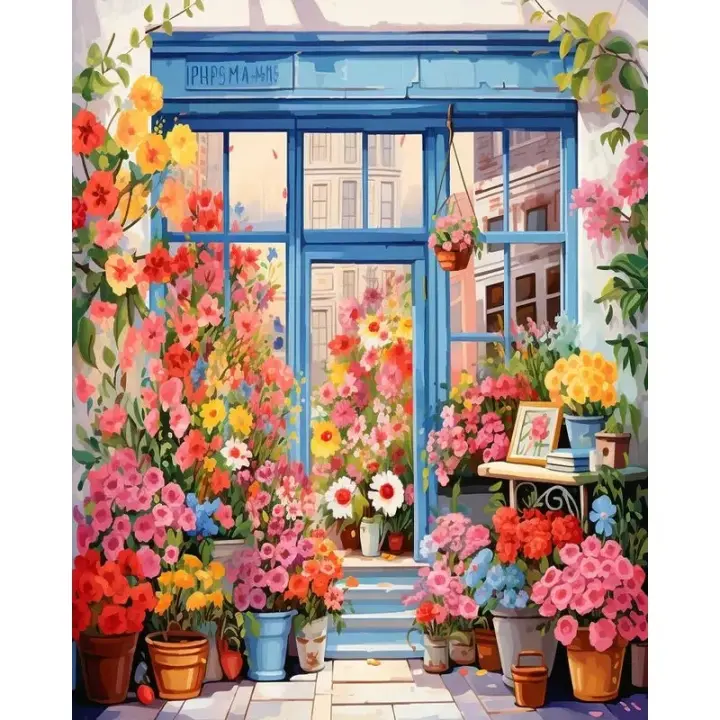 Pintura de House Landscape Ruopoty DIY por números Regalo único Decoración para el hogar Arte moderno de lona Abstracto Pintura al óleo hecha a mano - 1