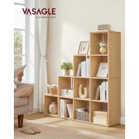 Librería con 10 Cubos, Estantería para Libros con Compartimentos Abiertos, Decoraciones, Fotos, Plantas, Salón, Dormitorio, Estudio, 29 x 129,5 x 129,5 cm, Marrón Rústico - details 10