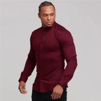 Camisas ajustadas para hombres de negocios juveniles, ropa Formal profesional sin hierro, Color sólido, guapo - details 17