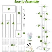 Estante de Almacenamiento para Plantas Metal Negro, Herramientas de Jardín y Guantes, 141 cm, Para Interior y Exterior, Escaleras para Plantas, para Balcón - details 55