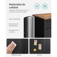 Armario de Almacenamiento de Metal Doble Puerta Magnética, Estante Ajustable, Marco de Acero, 40 x 80 x 76 cm, Marrón Rústico y Negro - details 5