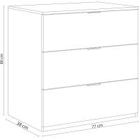 Comoda 3 Cajones, Dormitorio, Molo LowCost, Acabado en Color Blanco Artik, Medidas: 77 cm (Ancho) x 80 cm (Alto) x 38 cm (Fondo) - details 2
