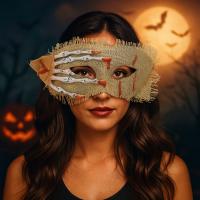Máscara de ojos para Halloween, parche para ojos, Cosplay, puesta en escena, máscara de mano de calavera de Halloween, accesorios divertidos para fiesta, máscara de media cara para Cosplay - details 2