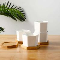 Bandeja de cerámica hexagonal blanca simple europea ETA, contenedor de plantas jugosas, bonsai pequeño ETA - details 4