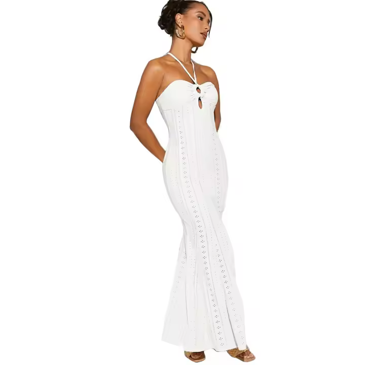 Elegante Vestido Halter para Mujer 2025 Vestido Largo de Fiesta Sirena Corte Premium Ajustado - 1