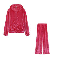 Conjunto de dos piezas de terciopelo coreano con diamantes para deportes y ocio, novedad de otoño e invierno, 2024 - details 10