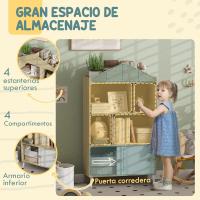 Estante de Madera para Niños 4 Compartimentos Diseño Abierto y Cajón Ideal para Habitación y Sala de Juegos Blanco y Natural - details 7