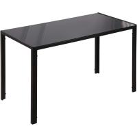 Mesa de Comedor de Cristal Mesa Rectangular para 4-6 Personas con Patas de Metal Multifuncional para Cocina Salón 120x60x75 cm Negro - details 0