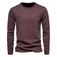 Camiseta de manga larga de algodón para hombre, camisetas informales con estampado de letras de Color sólido para hombre, camisetas nuevas de primavera, ropa para hombre - details 6