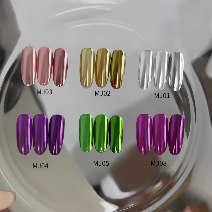 0,5g/tarro de polvo para uñas efecto espejo esmalte de Gel holográfico manicura brillo cromo, 5 colores para decoración de diseño de uñas DIY - 1