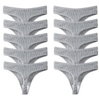 10PCS Conjunto De Bragas De Algodón Para Mujer Estilo Deportivo Y Sexy Transpirables Cómodas Y Suaves G-Strings En Rayas - details 13