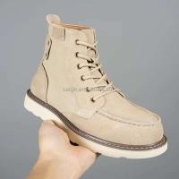 Nuevas botas formales de cuero genuino de alta calidad con hebilla de logotipo, correa de vaca real, zapatos clásicos Oxford para exteriores, senderismo para hombres - details 4