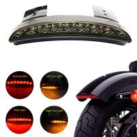 Borde de guardabarros trasero picado para motocicleta, luz LED de freno para matrícula, luz trasera de parada, lámpara de señal de giro para Harley Sportster XL883N 1200N XL1200V XL1200X (negro ahumado), 5 cables - details 0