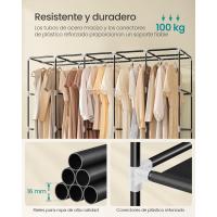 Armario Plegable de Tela 4 Barras, 4 Bolsillos Laterales, Almacenamiento, Negro RYG094B02 - details 37