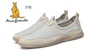 Sandalias antideslizantes deportivas informales de cuero con logo de canguro para hombre, zapatos ligeros de tela suave y transpirable para caminar en verano - details 9