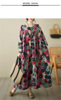 Vestido Vintage de Algodón de Manga Larga Talla Grande, Elegante y Suelto para Mujeres - details 1