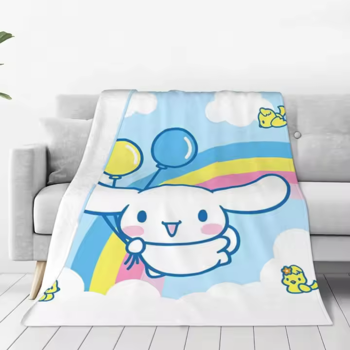 Manta Suave Cálida de Cinnamoroll Cubierta de Cama de Franela Tendencia Callejera para Dormitorio Sofá - 1