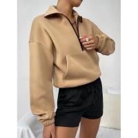 Suéter suelto grueso, sudaderas cálidas con cremallera, mujeres lisas, Top coreano a juego para - details 5