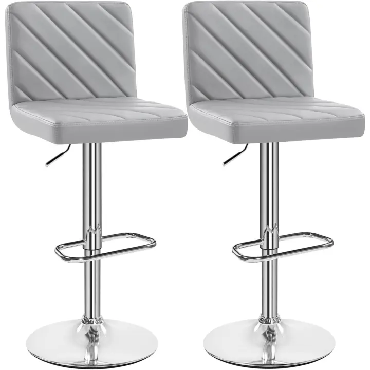 Bar Altura Ajustable 92-113,5cm Sillas de Bar Asientos Giratorios Diseño Moderno Taburetes Altos Blanco - 1