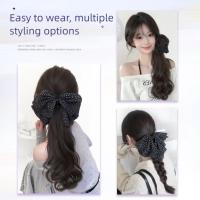 Cola de Caballo baja, lazos negros, extensión de cabello con nudo, postizo, cola de caballo larga y rizada, peluca de cola de caballo con Clip de garra suave Natural para uso diario - details 5