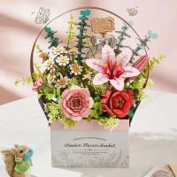 Robotime Rowood Basket DIY 3D rompecabezas de madera artesanía regalos de flores para niñas amigas diseño de decoración del hogar - details 1