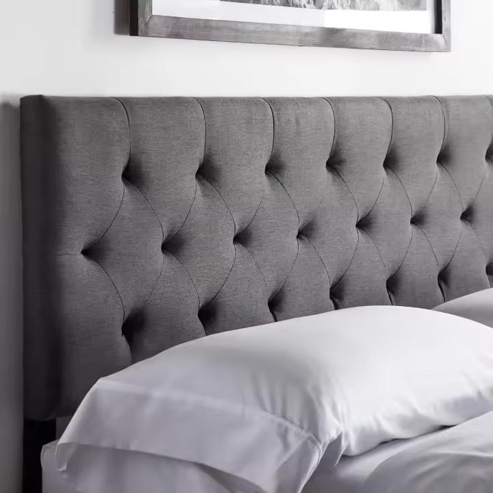 Cabecero de cama tapizado LUCID – Altura ajustable de 85 cm a 115 cm – Diseño de rombos – Cabeceros de cama de 90 cm y 80 cm, Perla / Blanco - 1