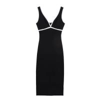 PB & ZA2025Temperamento contraste Color tirantes cuello en V vestido sencillo ajustado novedad de verano llegada ropa de mujer - details 1