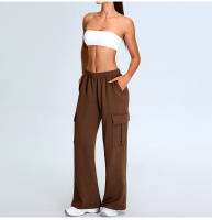 Otoño Invierno nuevo Yoga mujeres elástico de cintura alta pierna recta deportes Casual acampanado Cargo Fitness pantalones largos - details 37