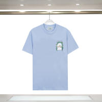 Camiseta Deportiva de Algodón Puro para Hombres Cuello Redondo, Estampado de Logotipo Delantero, Estilo Básico Casual para el Verano - details 13