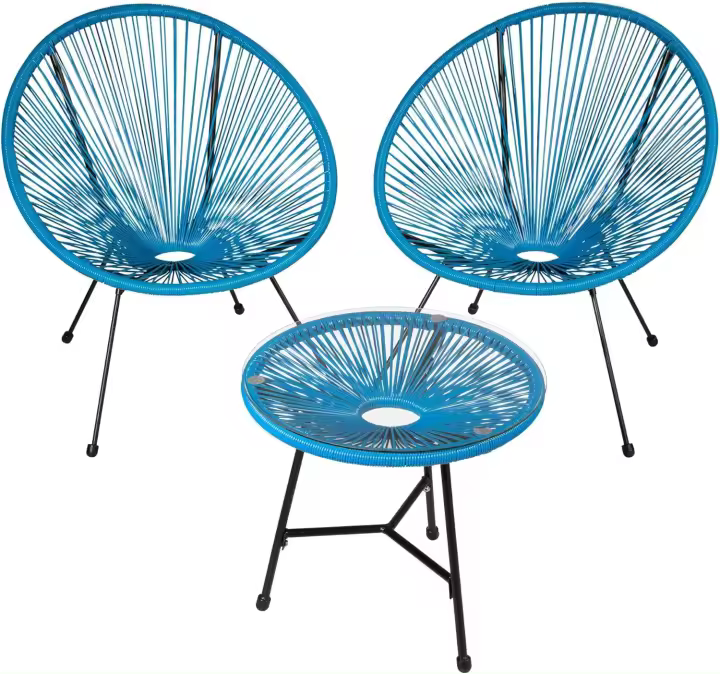 Conjunto de Exteriores de Jardín de Acero 2 Sillas y Mesa de Cristal Resistentes a la Intemperie - 1