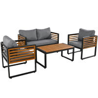 Juego de Exteriores de Jardín Marco de Hierro Galvanizado Mesa de Comedor de 4 Piezas - details 3
