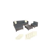 Sofá de Ratán con Taburete Conjunto Jardín Sillón Mueble Exterior con Almohadillas Gruesas - details 10