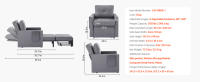 SucceBuy Sofá cama convertible con bolsillo lateral, almohada, reposabrazos y tablero de escritorio, respaldo ajustable con 5 ángulos, gris - details 6