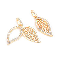 Colgantes de Hoja de Árbol de Bronce Dorado 18K Diamante Falso, Metal Hecho en China - details 2