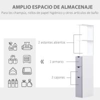 Columna Auxiliar Morno Auxiliar 2 Estantes 2 Cajones y 1 Puerta Antivuelco 15x33x136,5 cm Blanco - details 7