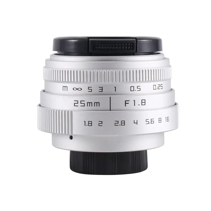 Lente de Tv de 25MM F1.8 C, lente de Tv/Cctv para cámara de montaje en C de 16Mm, lente principal de Enfoque Manual-plateado - 1