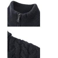 Chaqueta suéter corta gruesa para hombre, suéter cálido con cremallera ajustado informal y moderno, cárdigan de punto para hombre de otoño e invierno - details 8