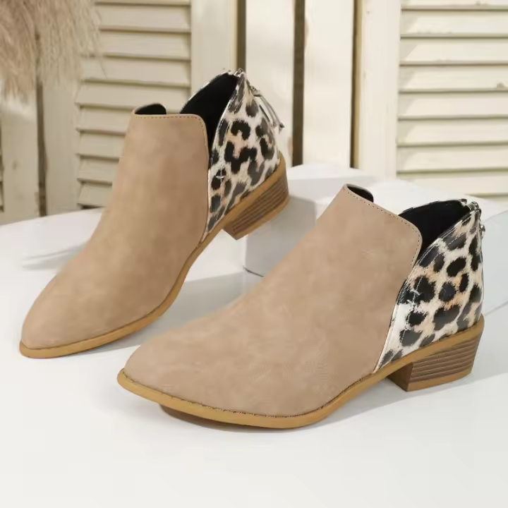 Nuevos zapatos de mujer, botas Martin de tacón bajo con cremallera lateral, botas cortas de talla grande para mujer - 1