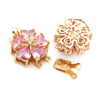 4 juegos de collares de flores de latón y circonita de Color dorado de 18K, cierres de conexión, suministros para hacer joyas Diy, accesorios para mujer - details 8