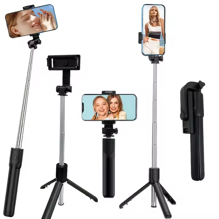 Estilo de vida integrado para selfie, trípode con rotación de 360 ​​grados, ultraportátil y duradero, soporte para teléfono móvil con control remoto inalámbrico, grabación de video, fotos, transmisión en vivo, alimentado por batería. - 1