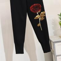 Conjunto de Top y Pantalones para Mujeres Invierno 2 Piezas Chándal Casual Flores Pantalones de Punto con Lentejuelas Conjunto d - details 9