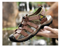 Sandalias de piel auténtica para hombre, zapatos informales para la playa, calzado deportivo antideslizante para exteriores, zapatos romanos de talla grande 38-48 - details 18